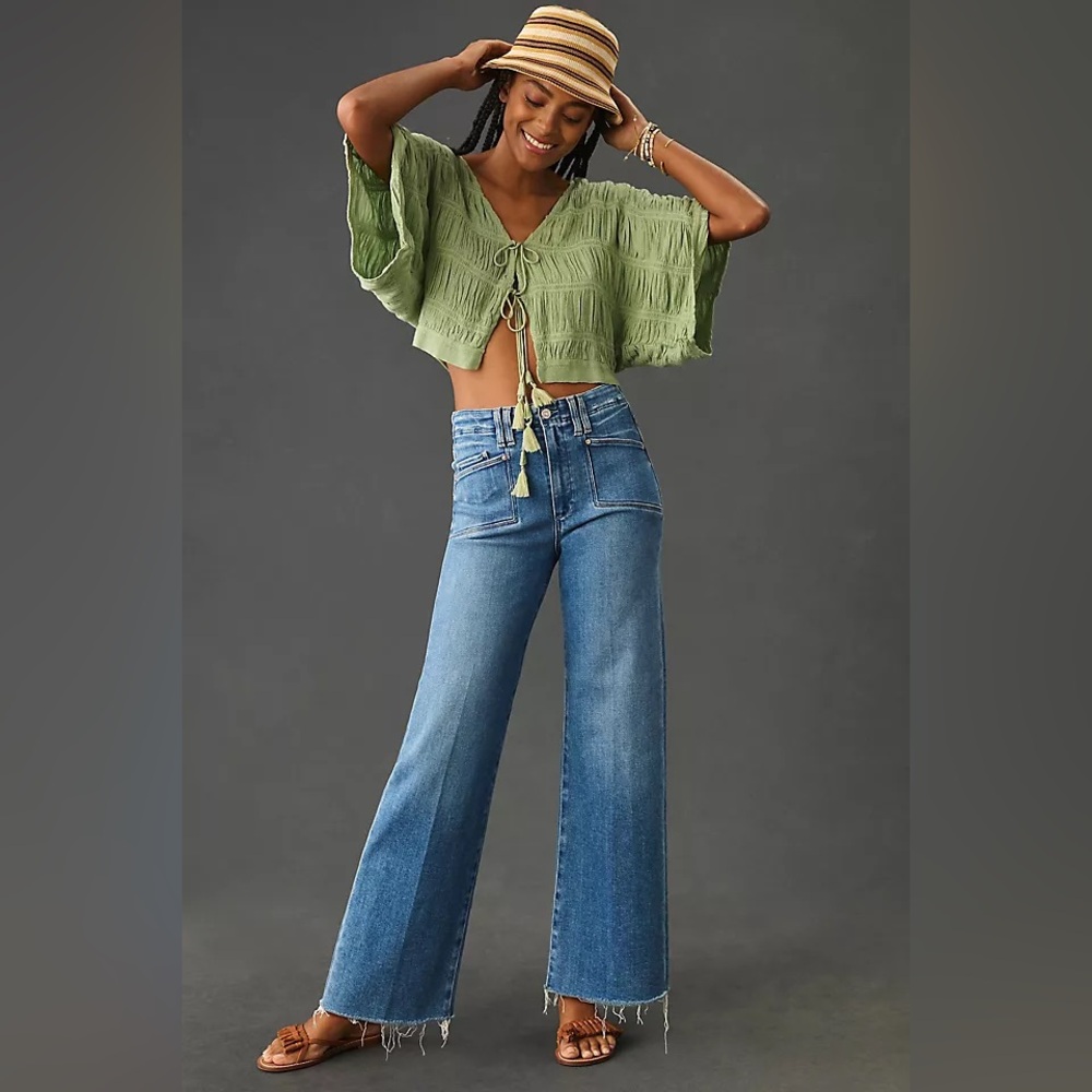 PAIGE Anessa High-Rise Wide-Leg Crop Jeans 25